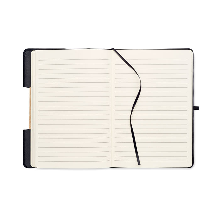 Branded A5 RPET Notebook with Bamboo Detail and Phone Stand without branding