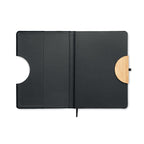Branded A5 RPET Notebook with Bamboo Detail and Phone Stand without branding