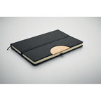 Branded A5 RPET Notebook with Bamboo Detail and Phone Stand without branding