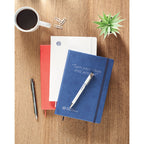 Branded A5 Made in EU Hard PU Notebook in use