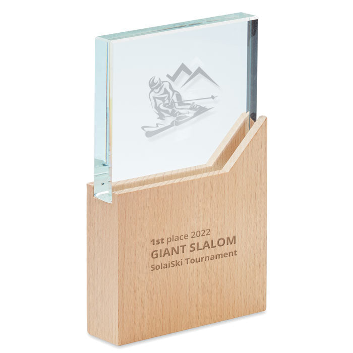 Custom Crystal and Beech Wood Award