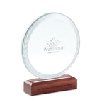 Branded Round Crystal and Beech Wood Award