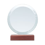 Branded Round Crystal and Beech Wood Award