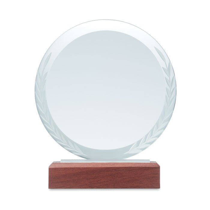 Branded Round Crystal and Beech Wood Award