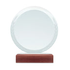 Branded Round Crystal and Beech Wood Award without branding