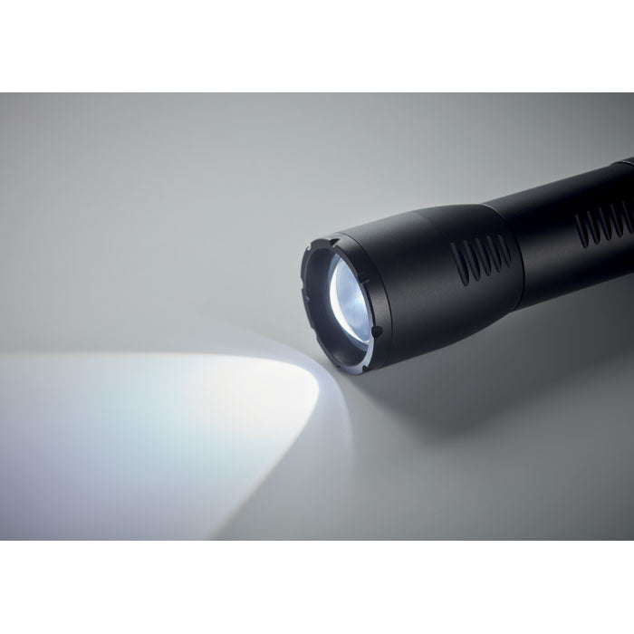 Branded Small Aluminium Zoomable LED Flashlight without branding