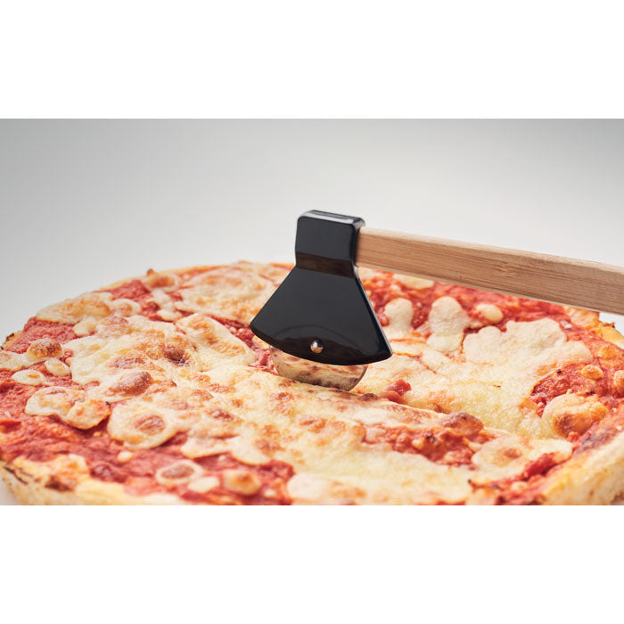 Branded Pizza Cutter with Bamboo Handle without branding
