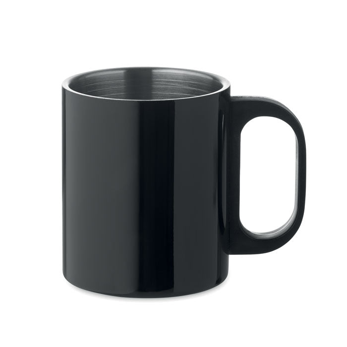 Branded Double Wall Mug with PP Handle in Black