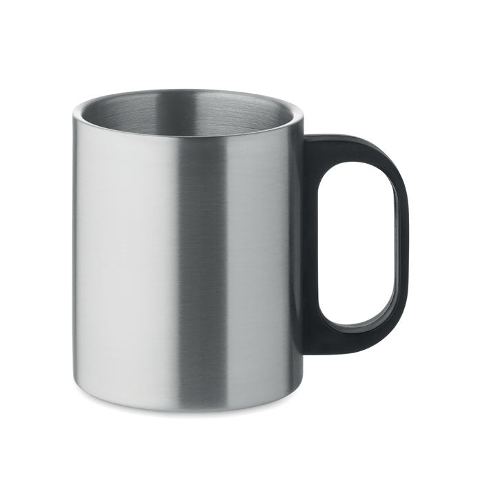 Branded Double Wall Mug with PP Handle in Silver