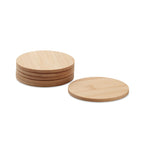 Branded Set of 6 Bamboo Coasters in Cotton Bag without branding