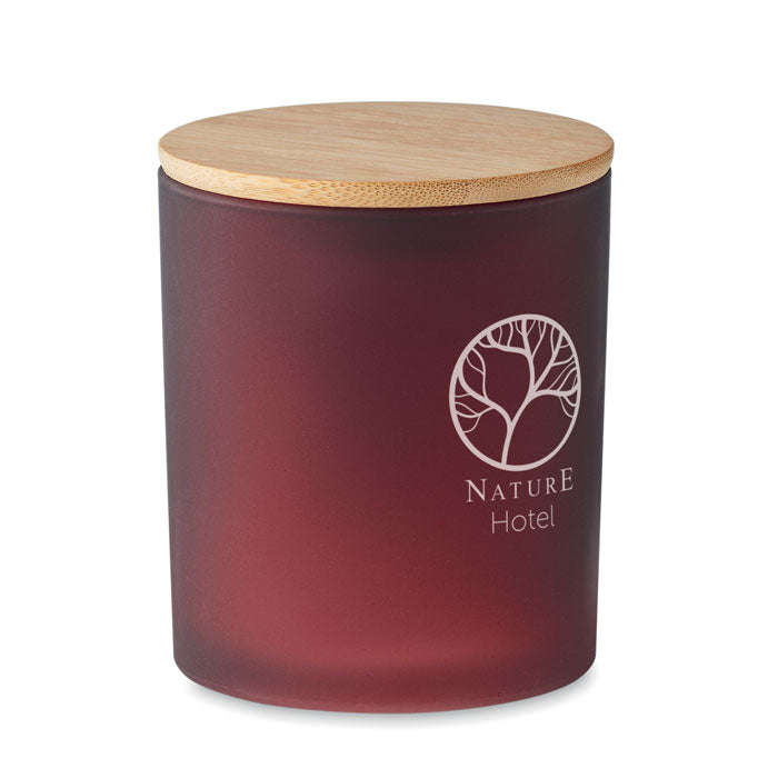 Branded Plant Based Wax Candle in Frosted Jar 280g in Red