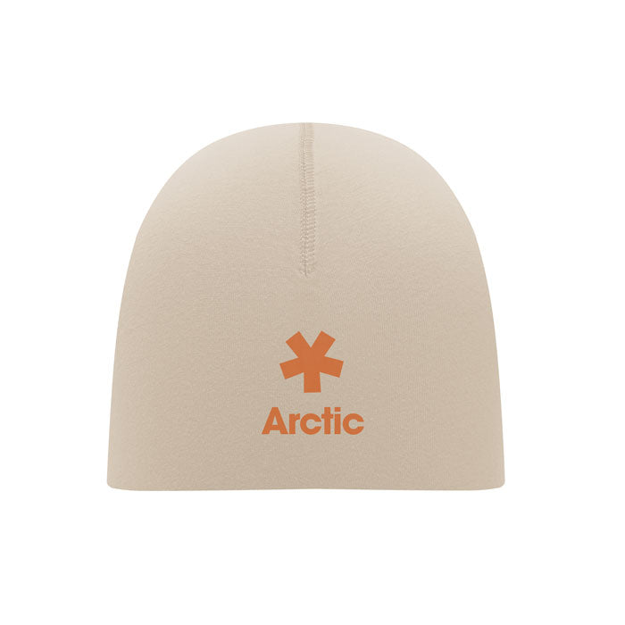 Branded Cotton Beanie in Brown