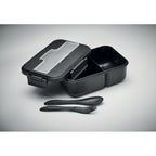 Branded Two-Tier PP Lunch Box with Cutlery without branding