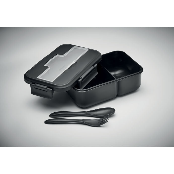 Branded Two-Tier PP Lunch Box with Cutlery without branding