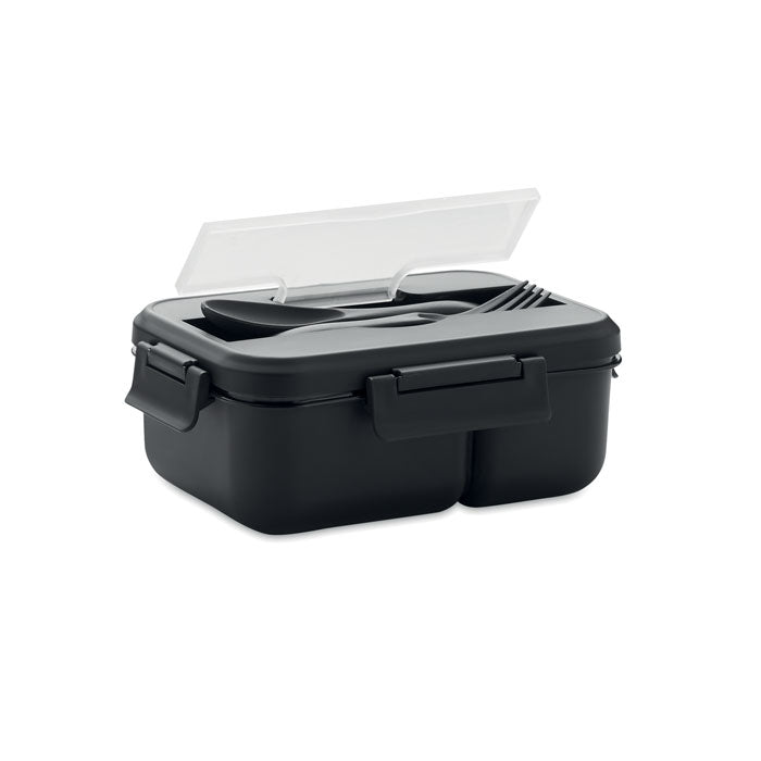 Branded Two-Tier PP Lunch Box with Cutlery without branding