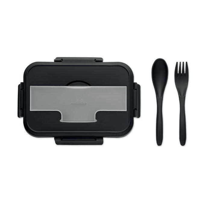 Branded Two-Tier PP Lunch Box with Cutlery without branding