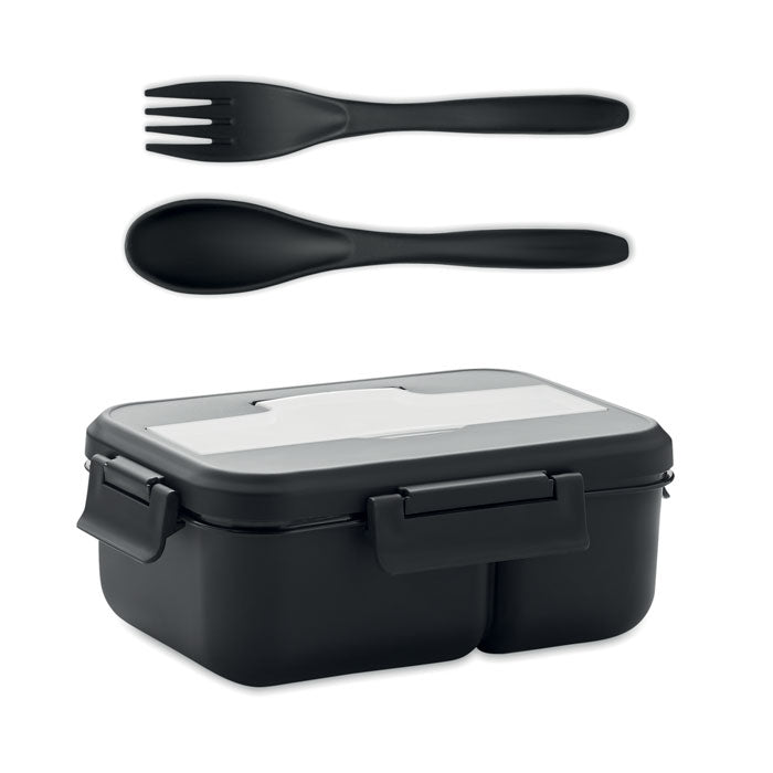 Branded Two-Tier PP Lunch Box with Cutlery
