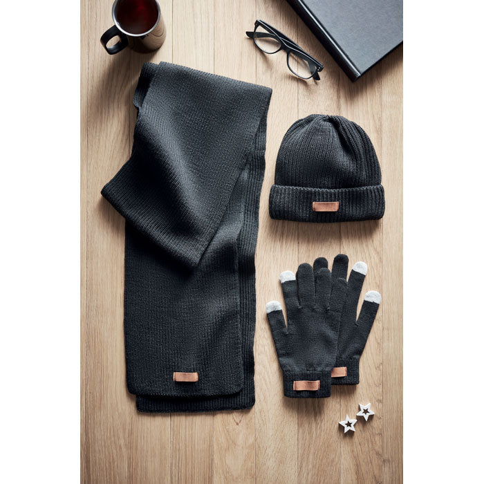 Branded 3 Piece RPET Winter Set in use