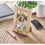 Branded Bamboo Photo Frame in use