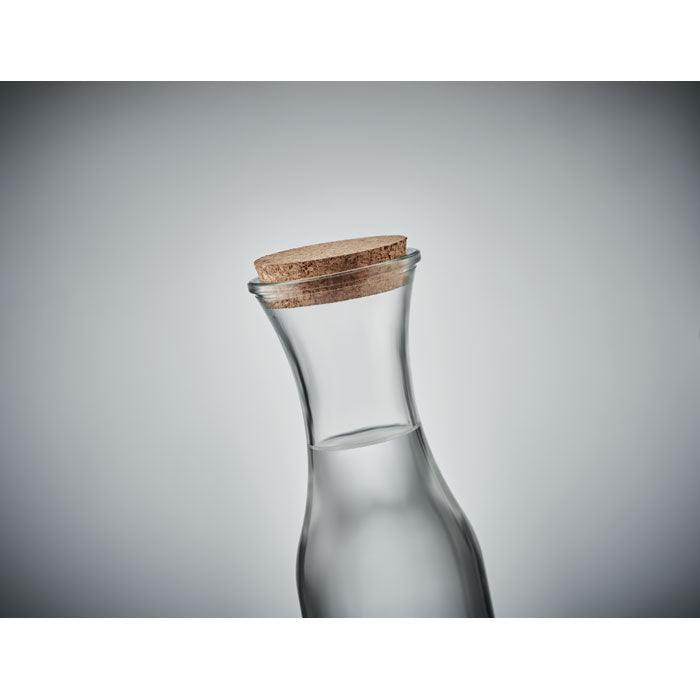 Branded Recycled Glass Carafe with Cork Lid 1L without branding