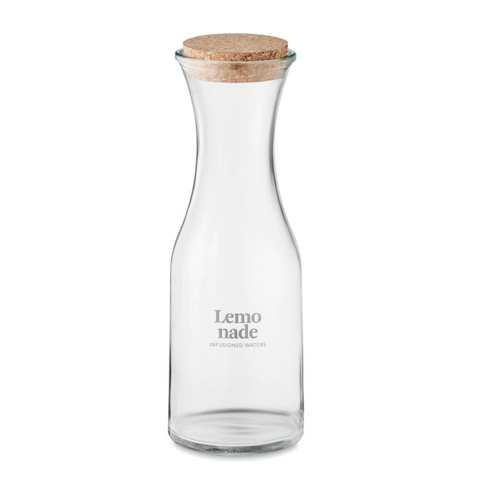 Branded Recycled Glass Carafe with Cork Lid 1L
