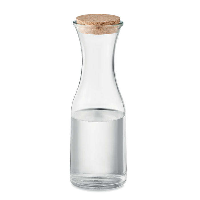 Branded Recycled Glass Carafe with Cork Lid 1L without branding