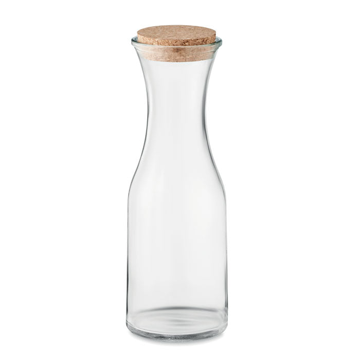 Branded Recycled Glass Carafe with Cork Lid 1L