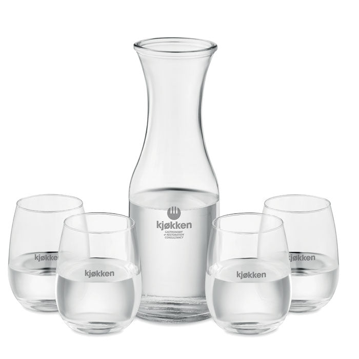 Branded recycled glass drink set, printed