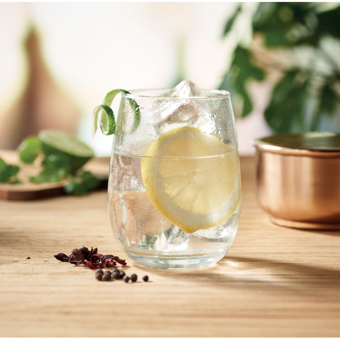 Branded Recycled Glass - 420ml in use
