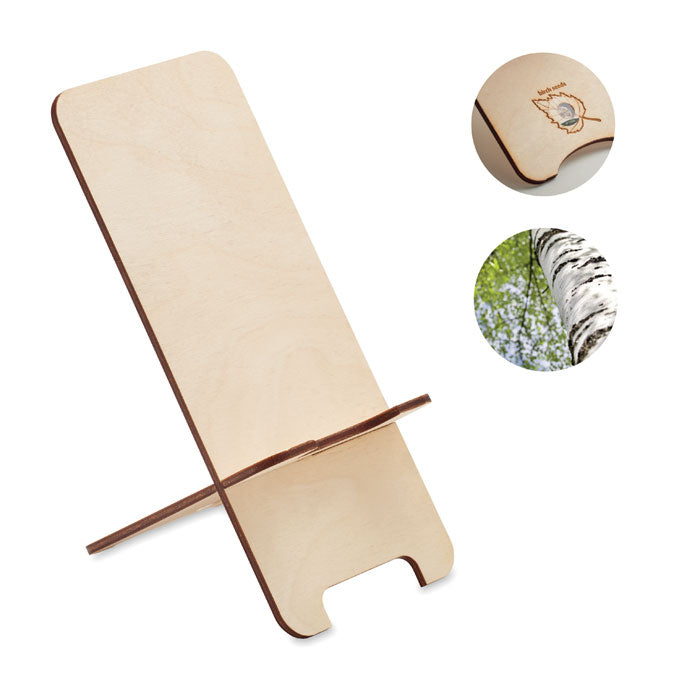 Branded Birch Wood Phone Stand with Seeds