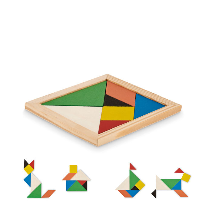 Branded Wooden Tangram Puzzle without branding