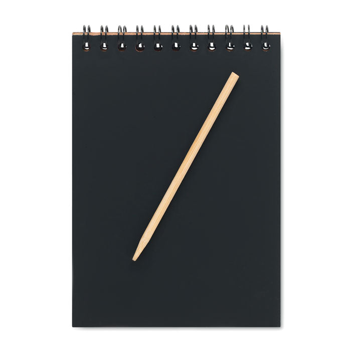 Branded Scratch Paper Notebook with Wooden Pen without branding