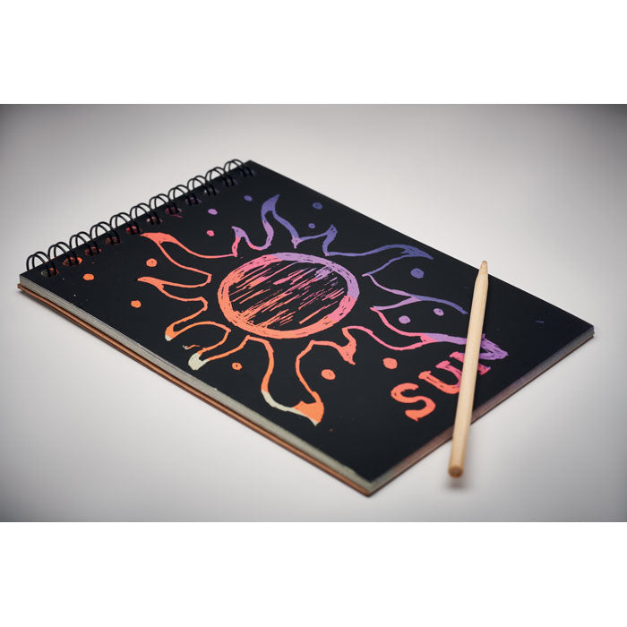 Branded Scratch Paper Notebook with Wooden Pen without branding
