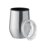 Branded steel cup with transparent lid
