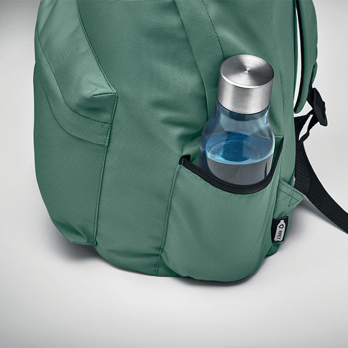 Branded 600D RPET Polyester Backpack 30 x 18 x 40cm in use