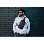 Branded Cross Chest Bag in 600D RPET in use