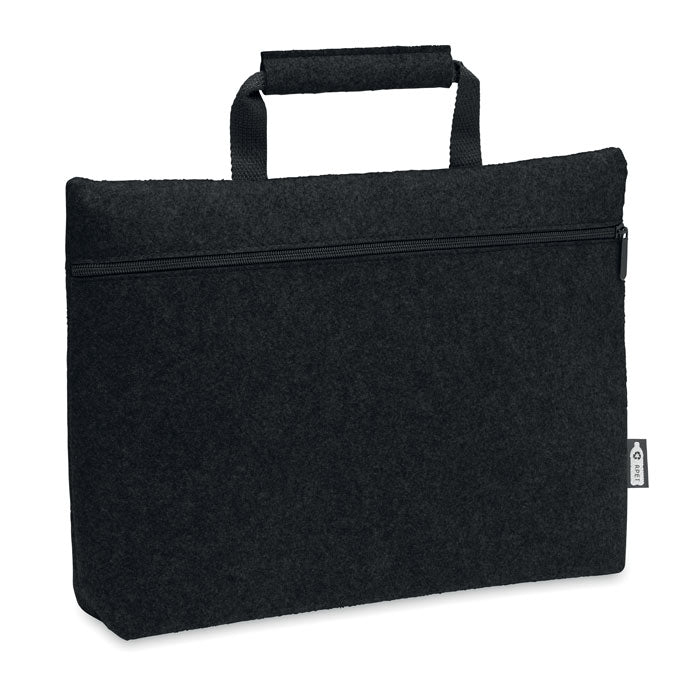 Branded RPET Felt Zippered Laptop Bag in Black