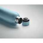 Branded recycled steel vacuum bottle, side