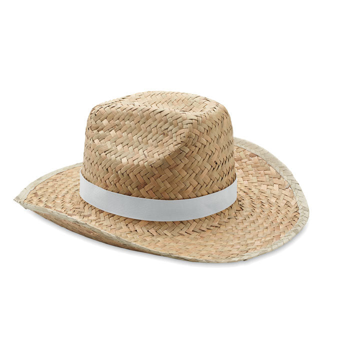 Branded Straw Sun Hat in White