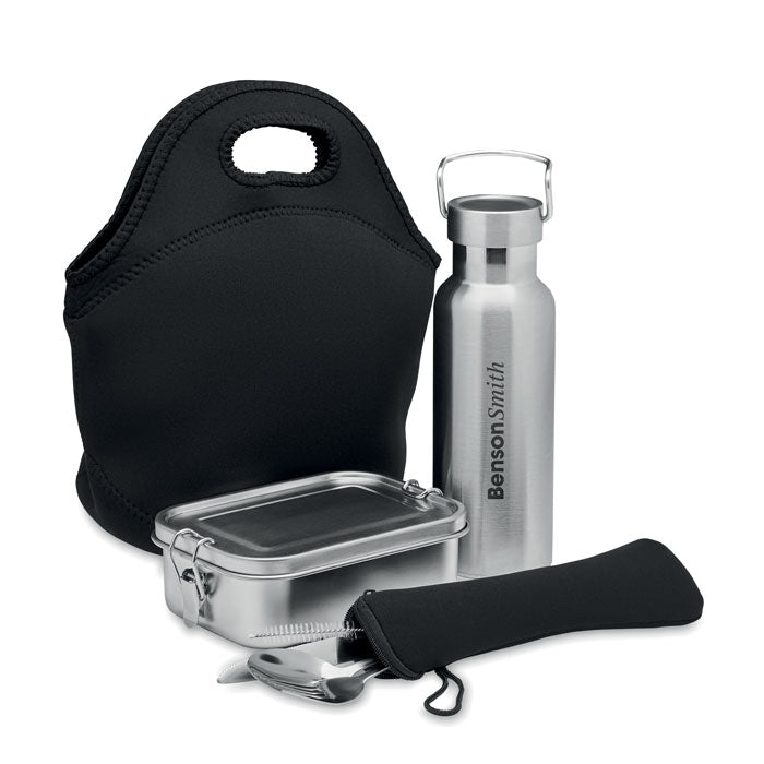 Branded Bottle, Lunch Box and Cutlery Set