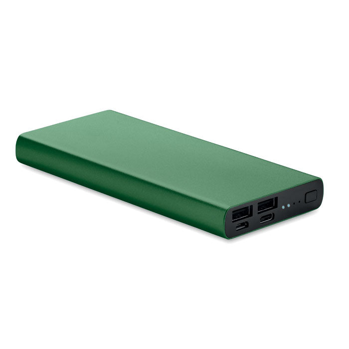 Branded Recycled Aluminium Power Bank 10000mAh in Green