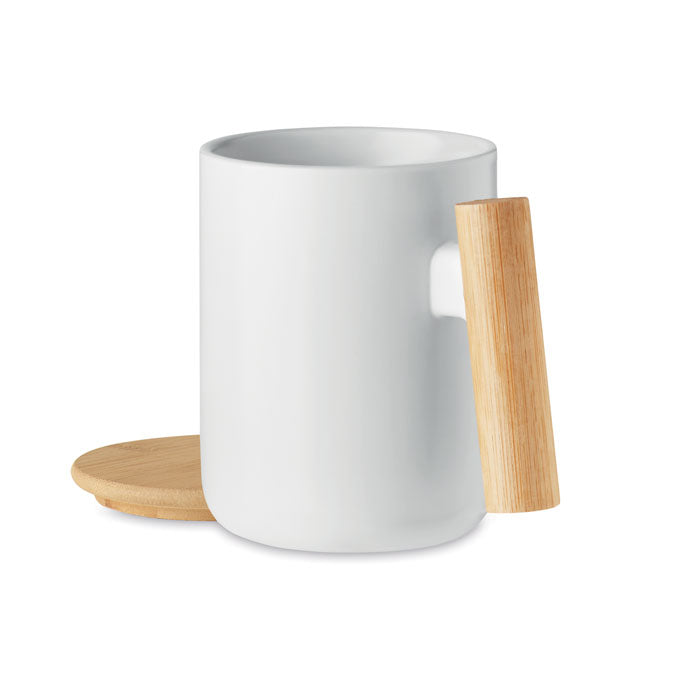 Branded Porcelain Mug with Bamboo Lid without branding