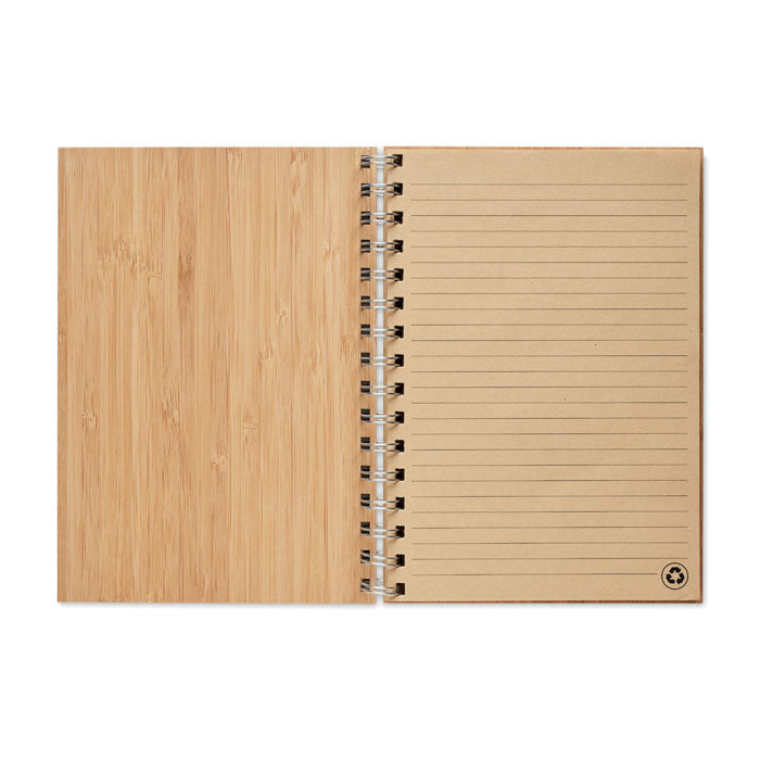 Branded A5 Ring Bound Bamboo Cover Notebook without branding