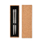 Branded Recycled Steel Pen and Roller Set in Cork Box without branding