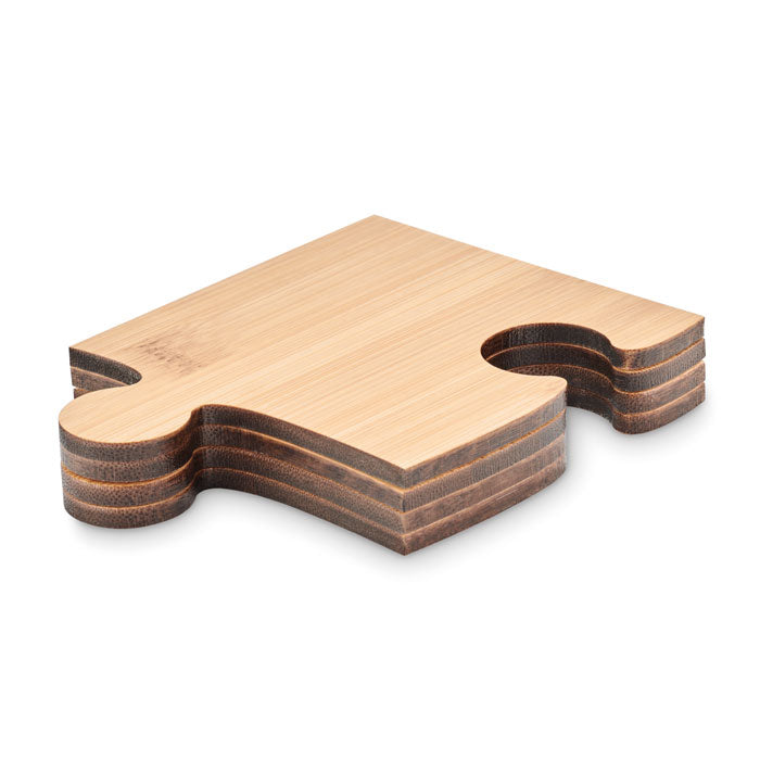 Branded Set of 4 Bamboo Puzzle Coasters without branding