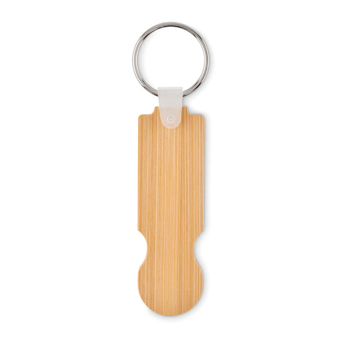 Branded Bamboo Euro Token Key Ring without branding