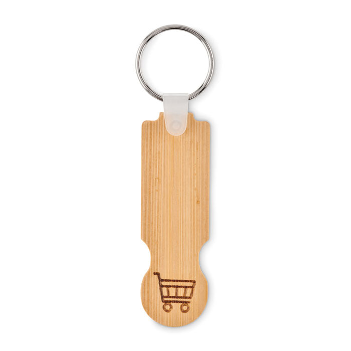 Branded Bamboo Euro Token Key Ring without branding