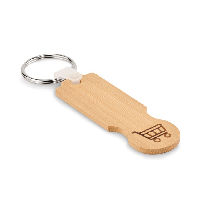 Branded Bamboo Euro Token Key Ring