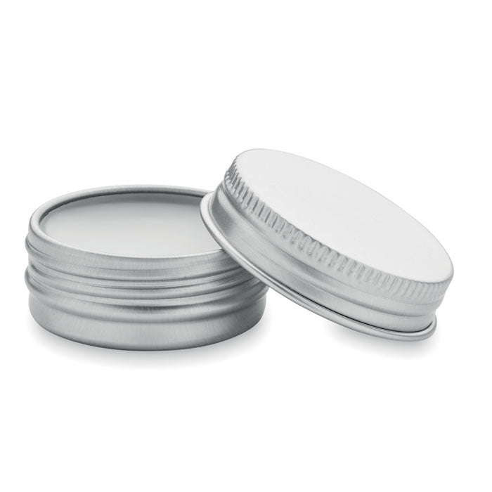 Branded Vegan Lip Balm in Round Tin in White