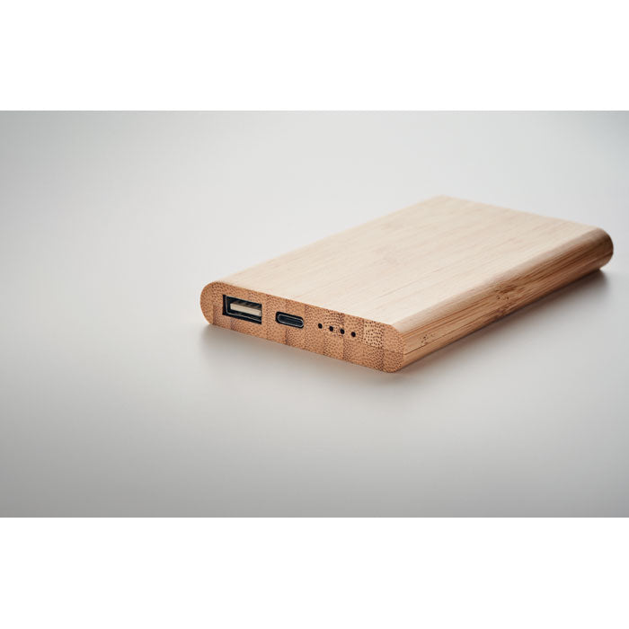 Branded Bamboo Power Bank 4000mAh without branding